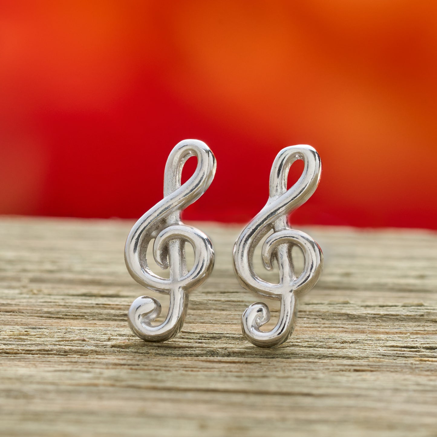 Sterling Silver Treble Clef Studs