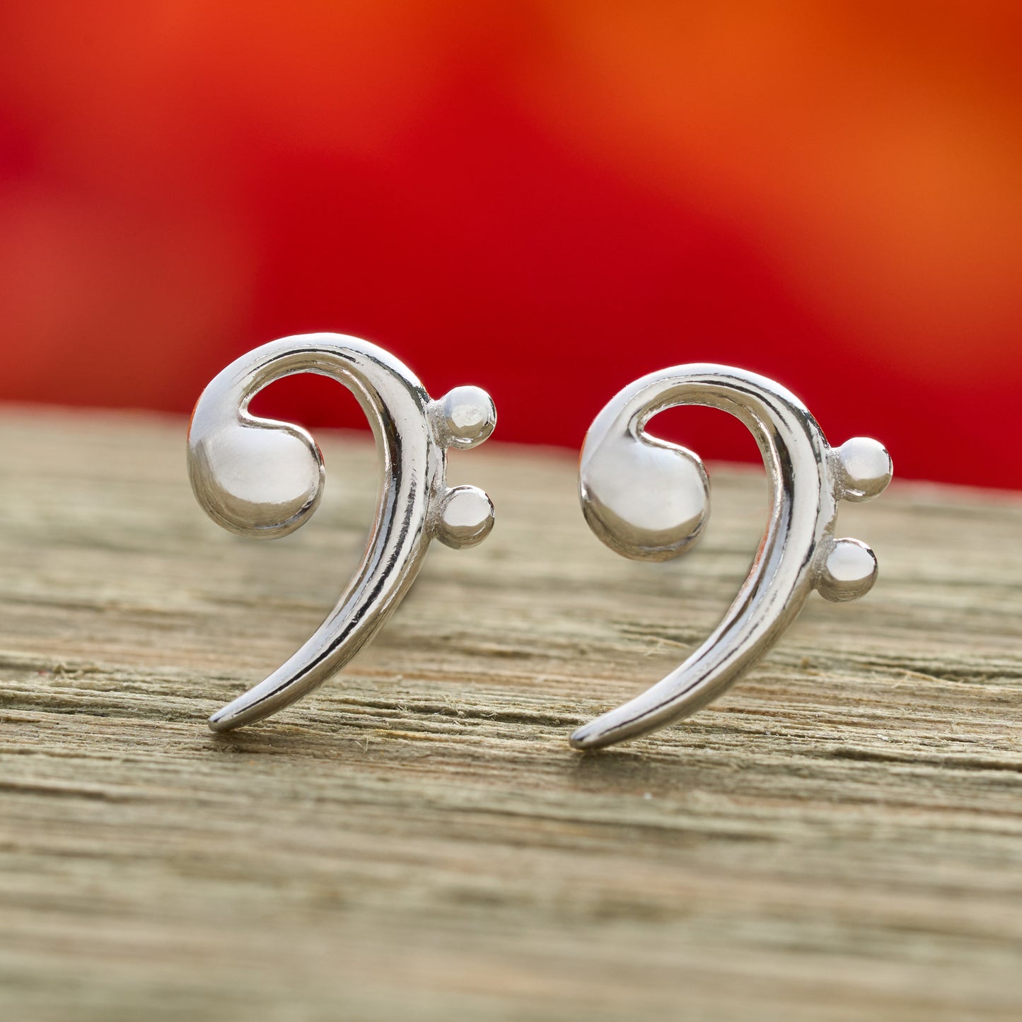 Sterling Silver Bass Clef Studs