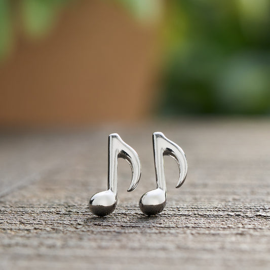 Sterling Silver Eighth Note Studs