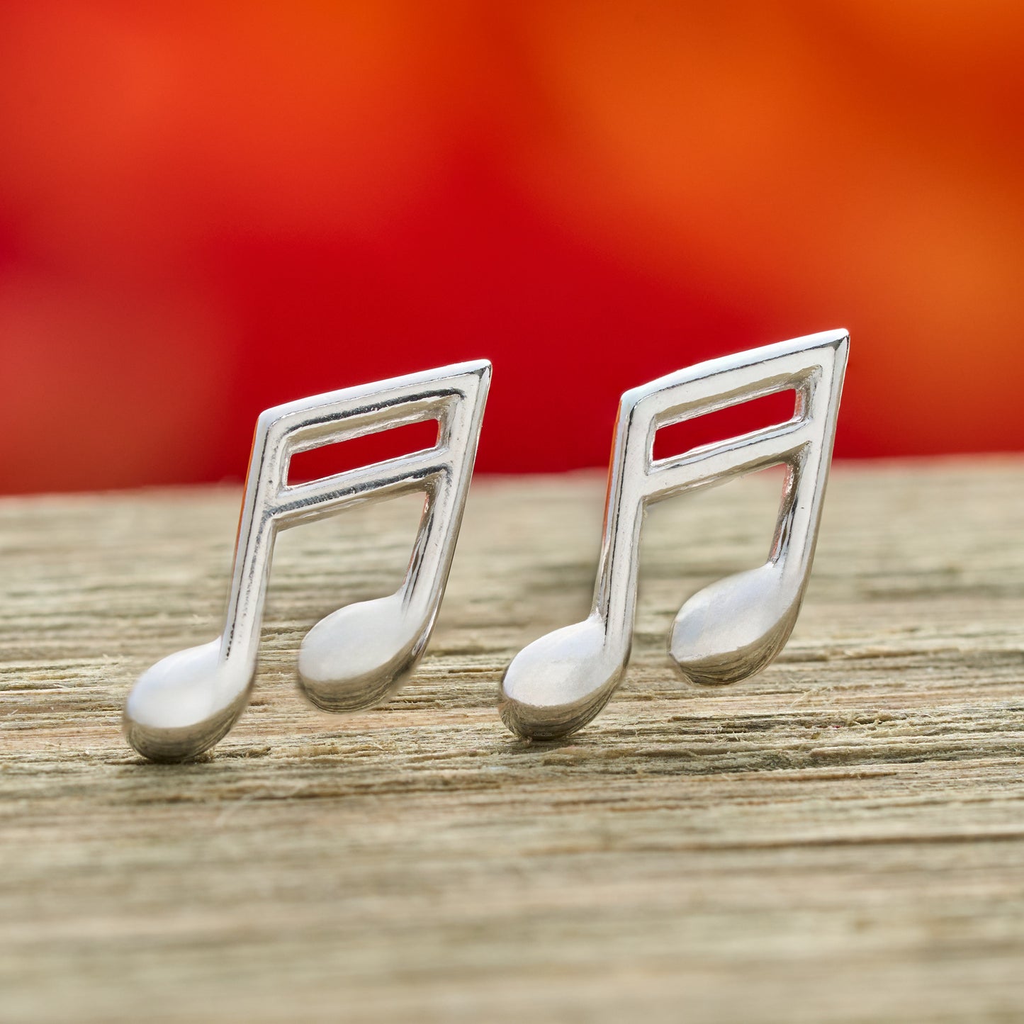 Sterling Silver Beamed 16th Note Studs