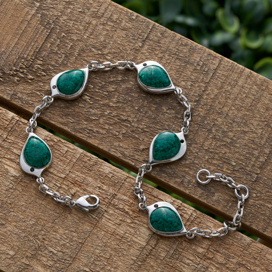Green Glass Birdie Charm Bracelet