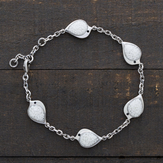White Glass Birdie Charm Bracelet