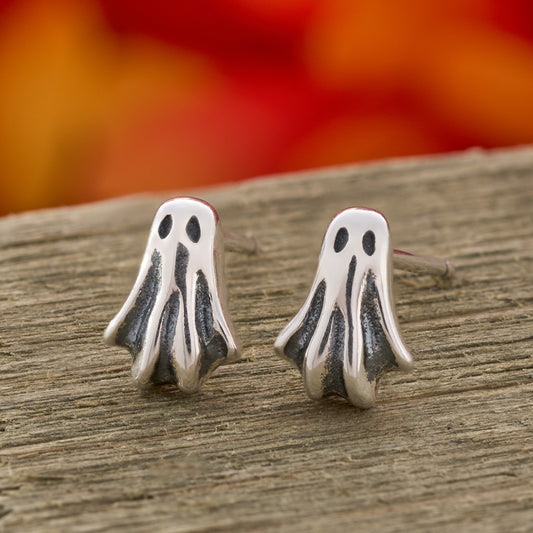 Sterling Silver Dainty Ghost Studs