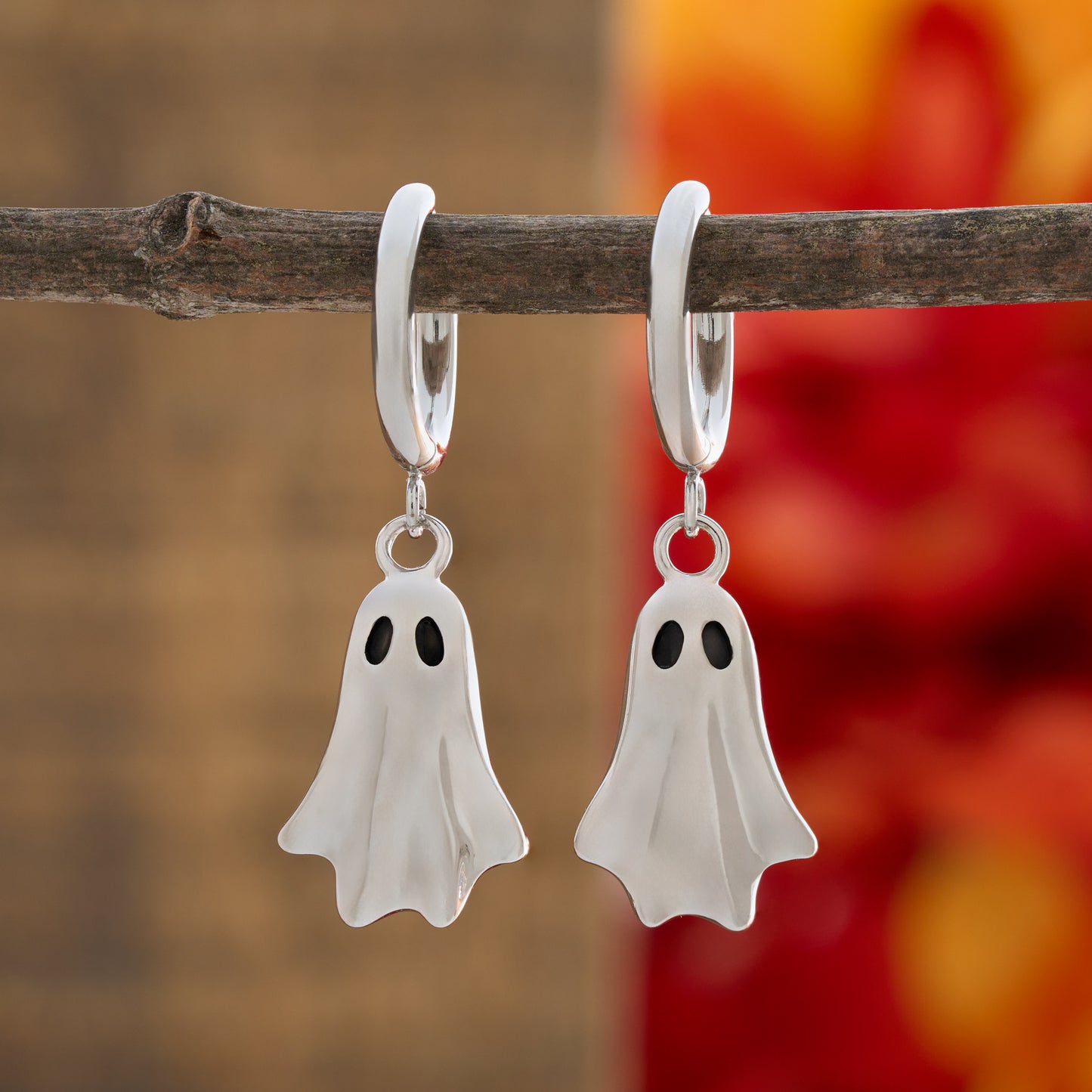 Shiny Ghost Hoop Earrings