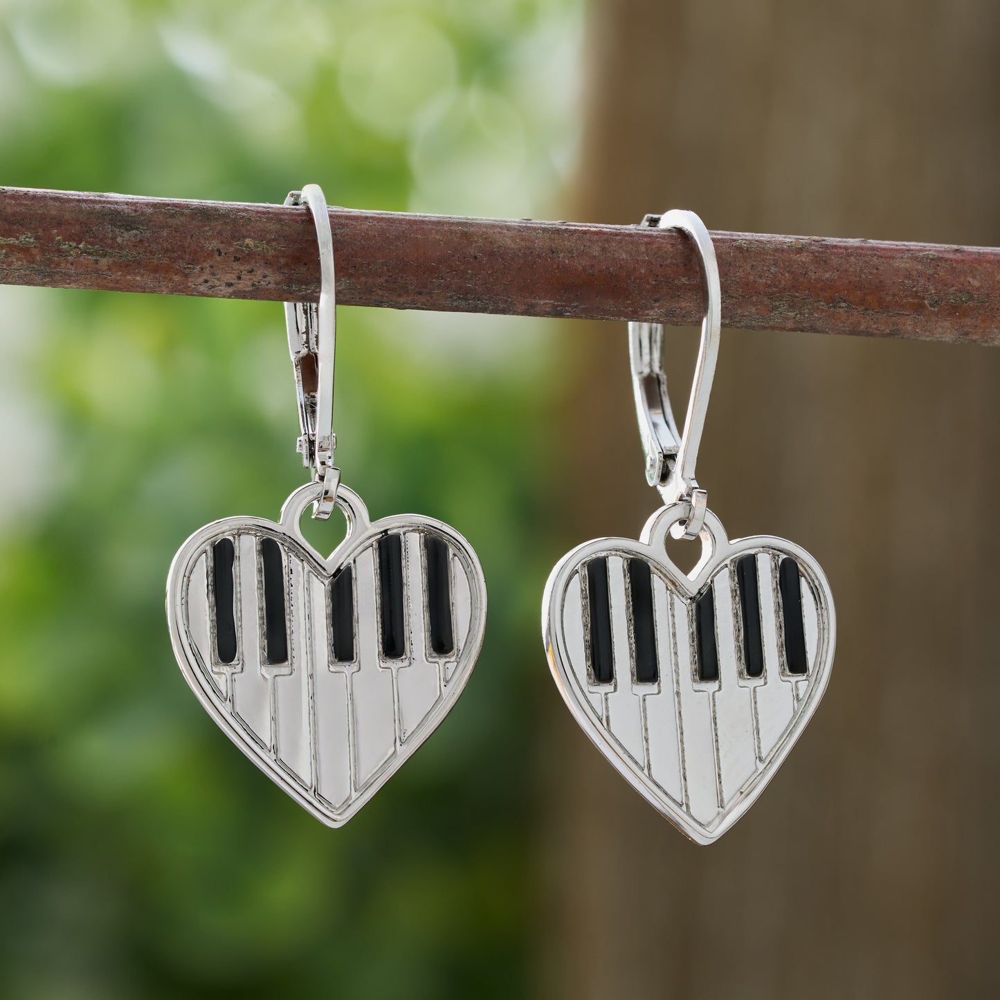 Leverback Heart Piano Keyboard Earrings
