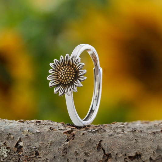 Vintage Sterling Silver Sunflower Ring