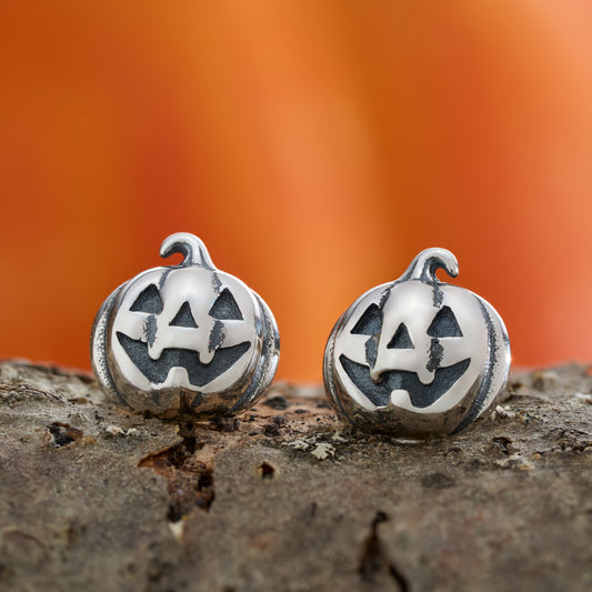 Sterling Silver Jack-o'-Lantern Studs