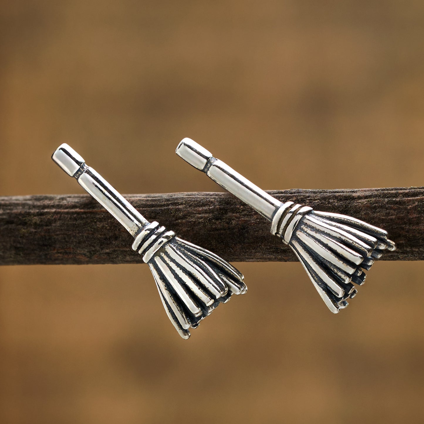 Sterling Silver Dainty Witch Broom Studs