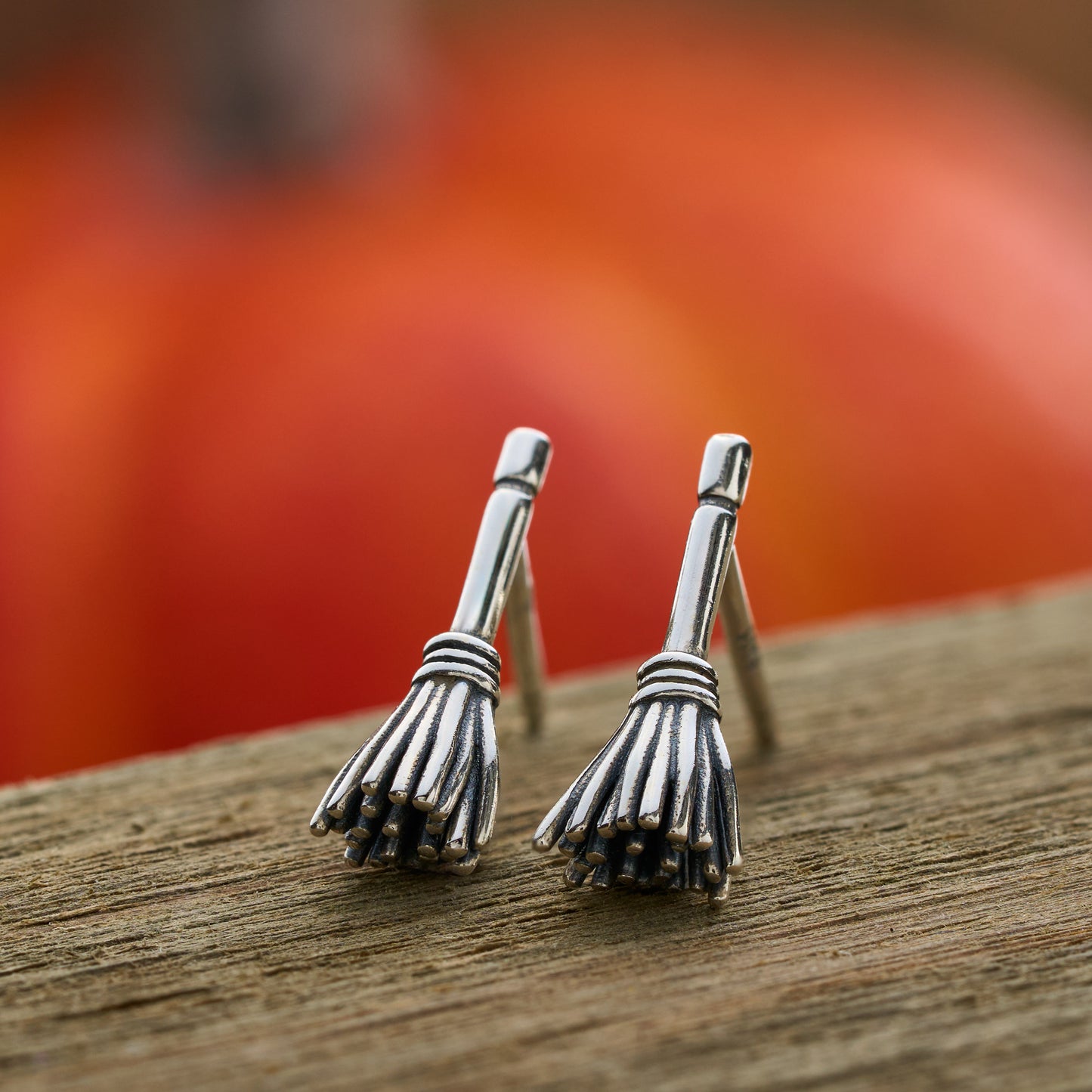 Sterling Silver Dainty Witch Broom Studs