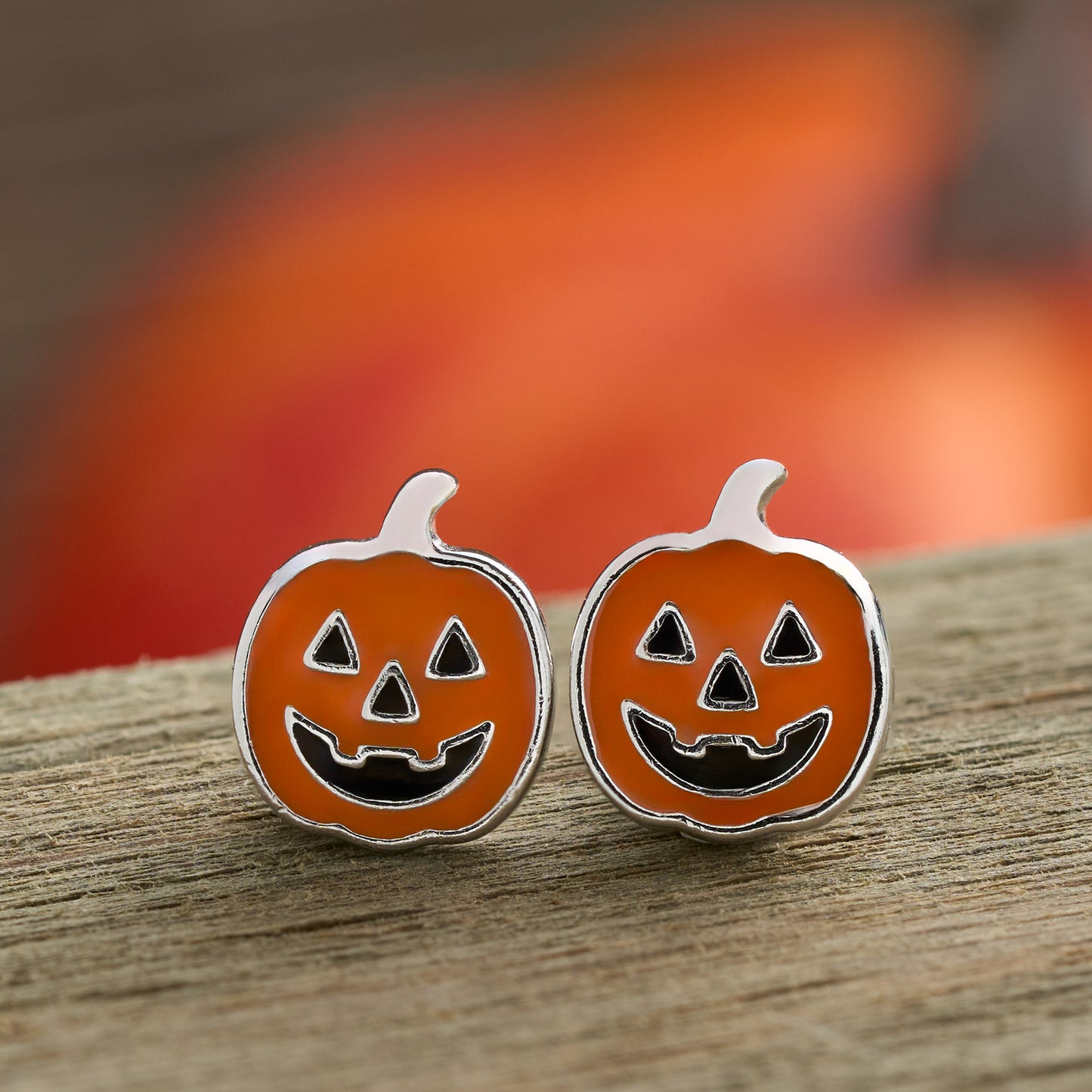 Sterling Silver Little Jack-o'-Lantern Studs