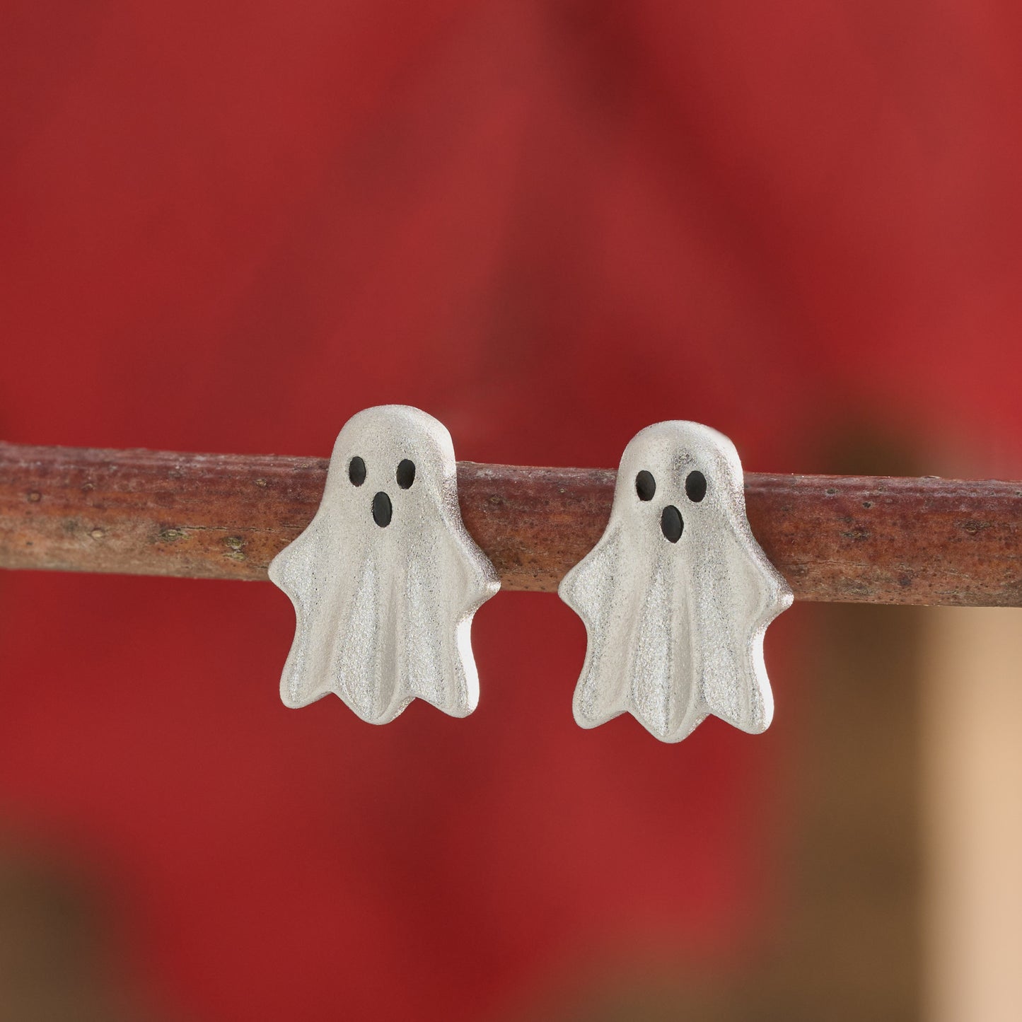 Sterling Silver Spooky Ghost Studs