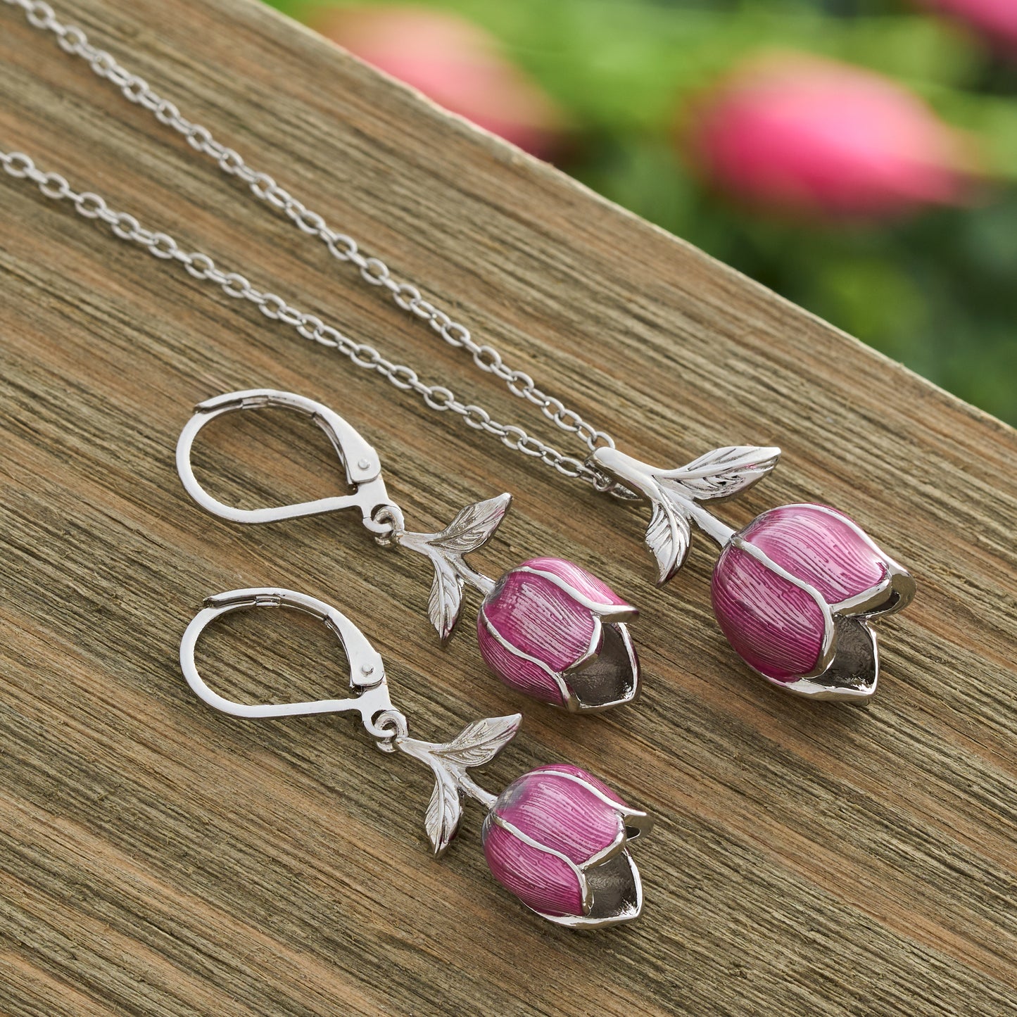 Hand-Painted Pink Tulip Gift Set