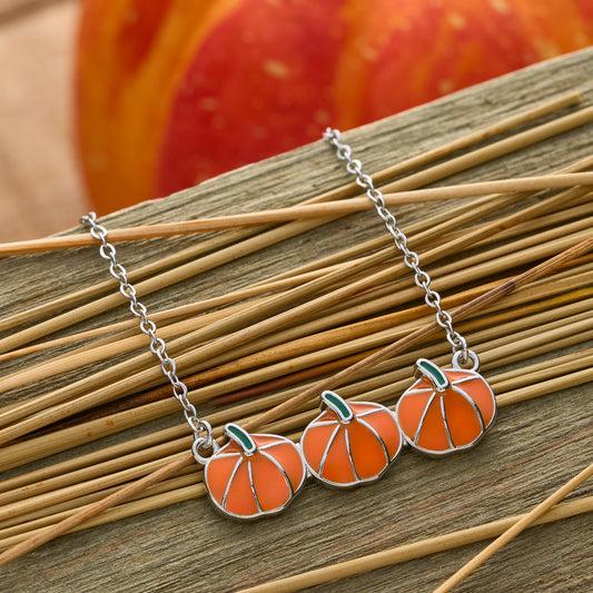 Triple Pumpkin Bar Necklace