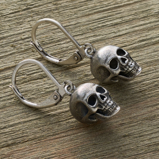 Leverback Vintage Skull Earrings