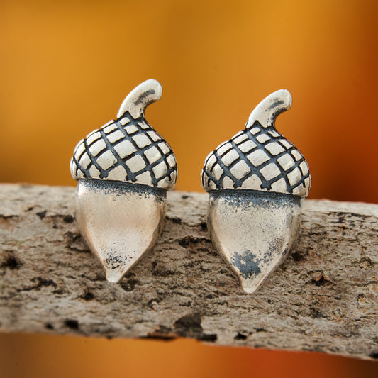 Sterling Silver Tiny Acorn Studs