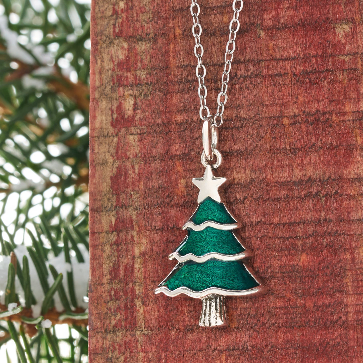 Enamel Christmas Tree Necklace