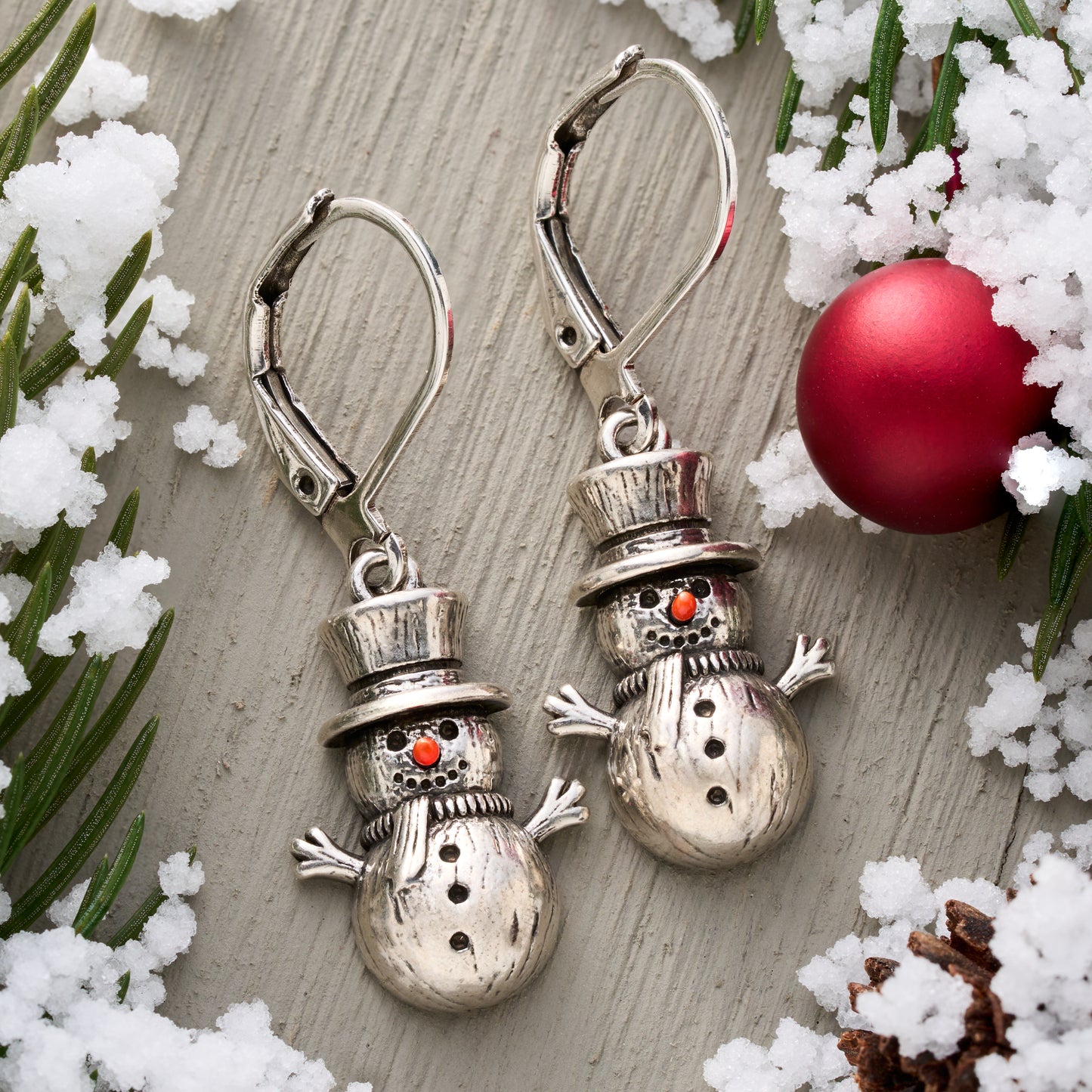 Leverback Vintage Snowman Earrings