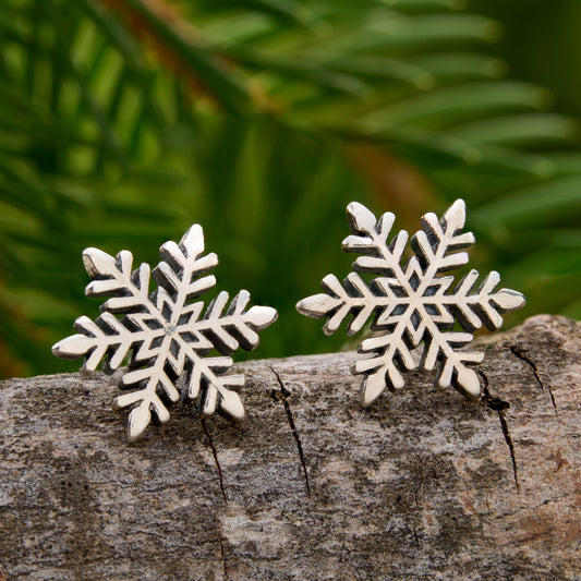 Sterling Silver Delicate Snowflake Studs