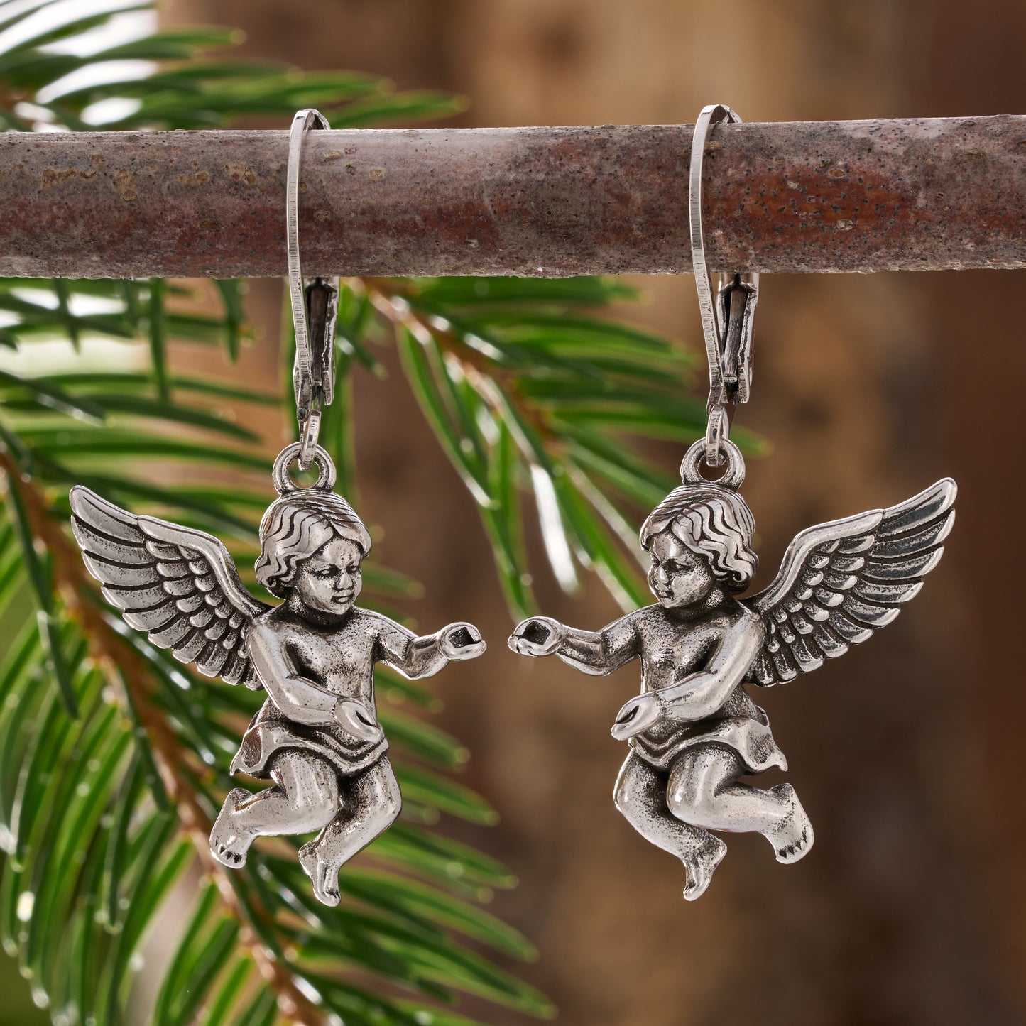 Leverback Flying Angel Earrings
