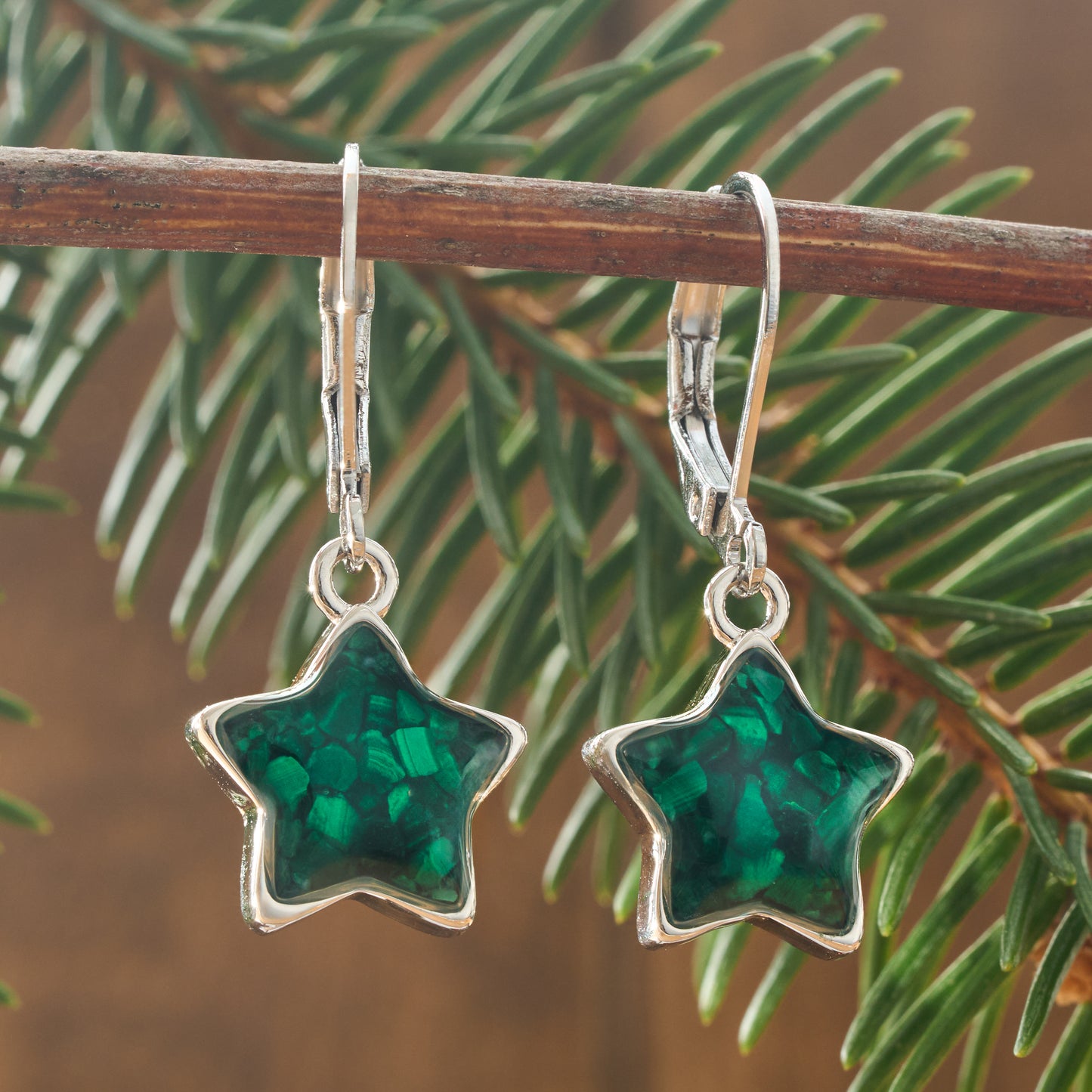 Malachite Star Earrings