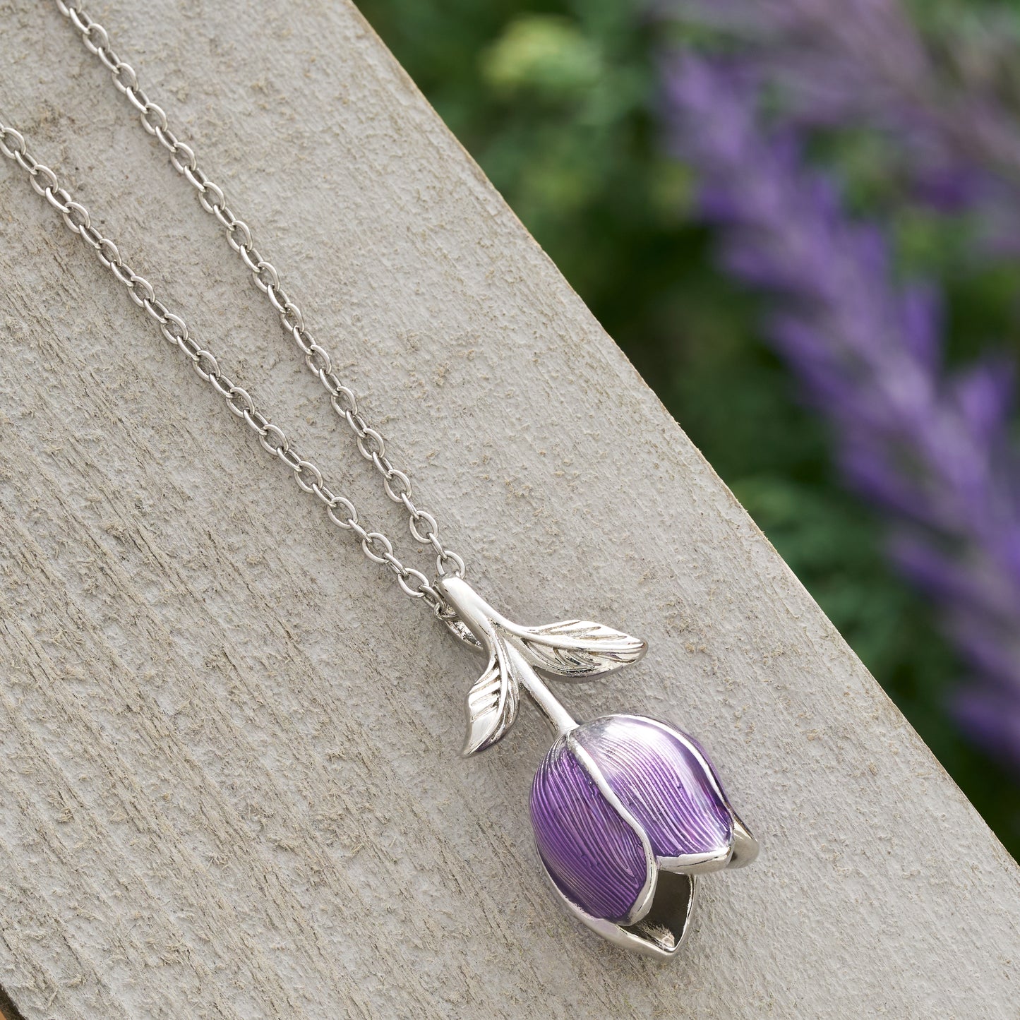 Hand-Painted Purple Tulip Necklace