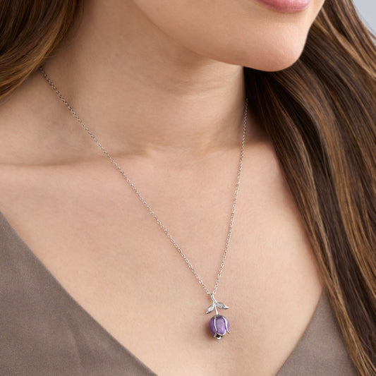 Hand-Painted Purple Tulip Necklace