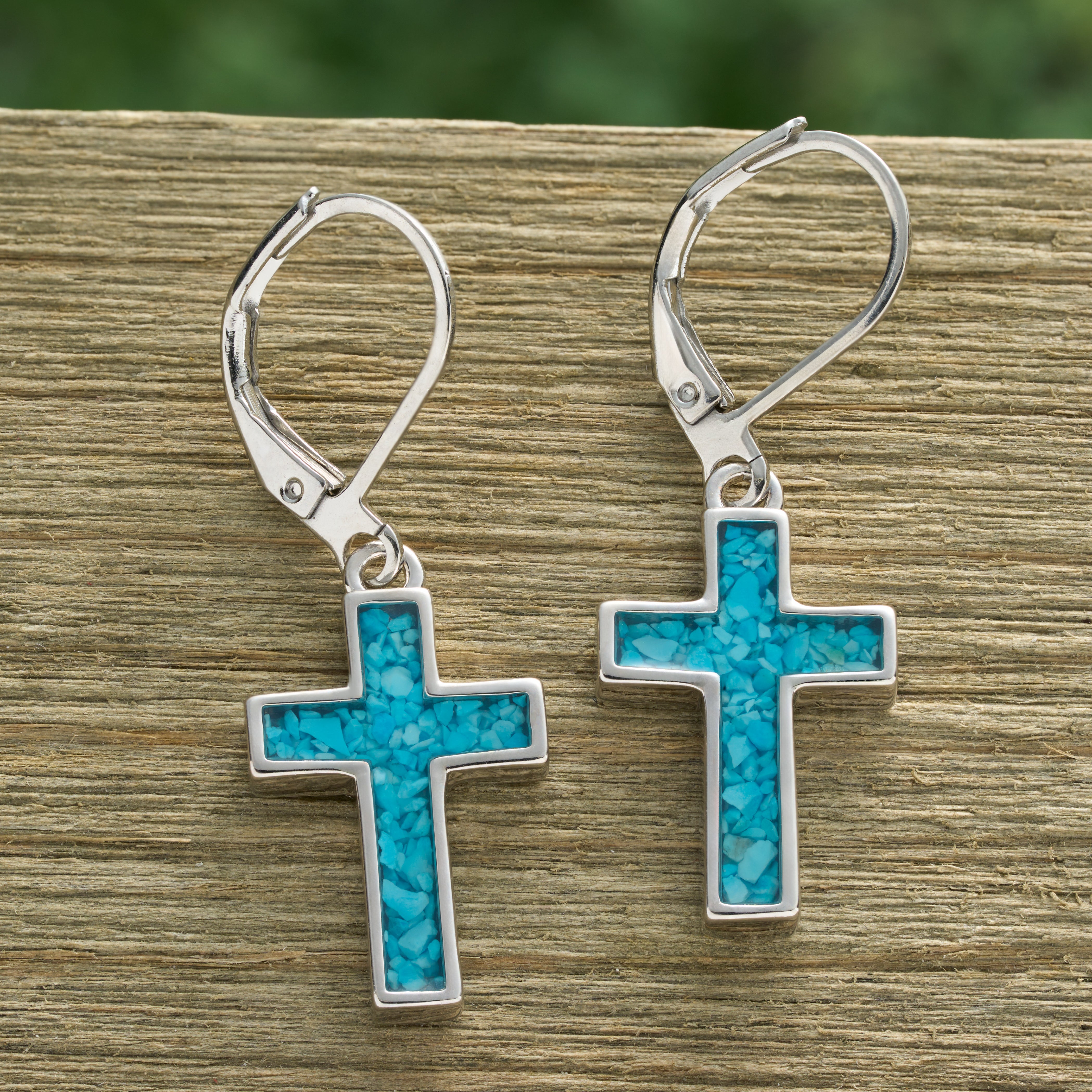 Turquoise Cross Leverback Earrings – Chadds Ford Jewelry