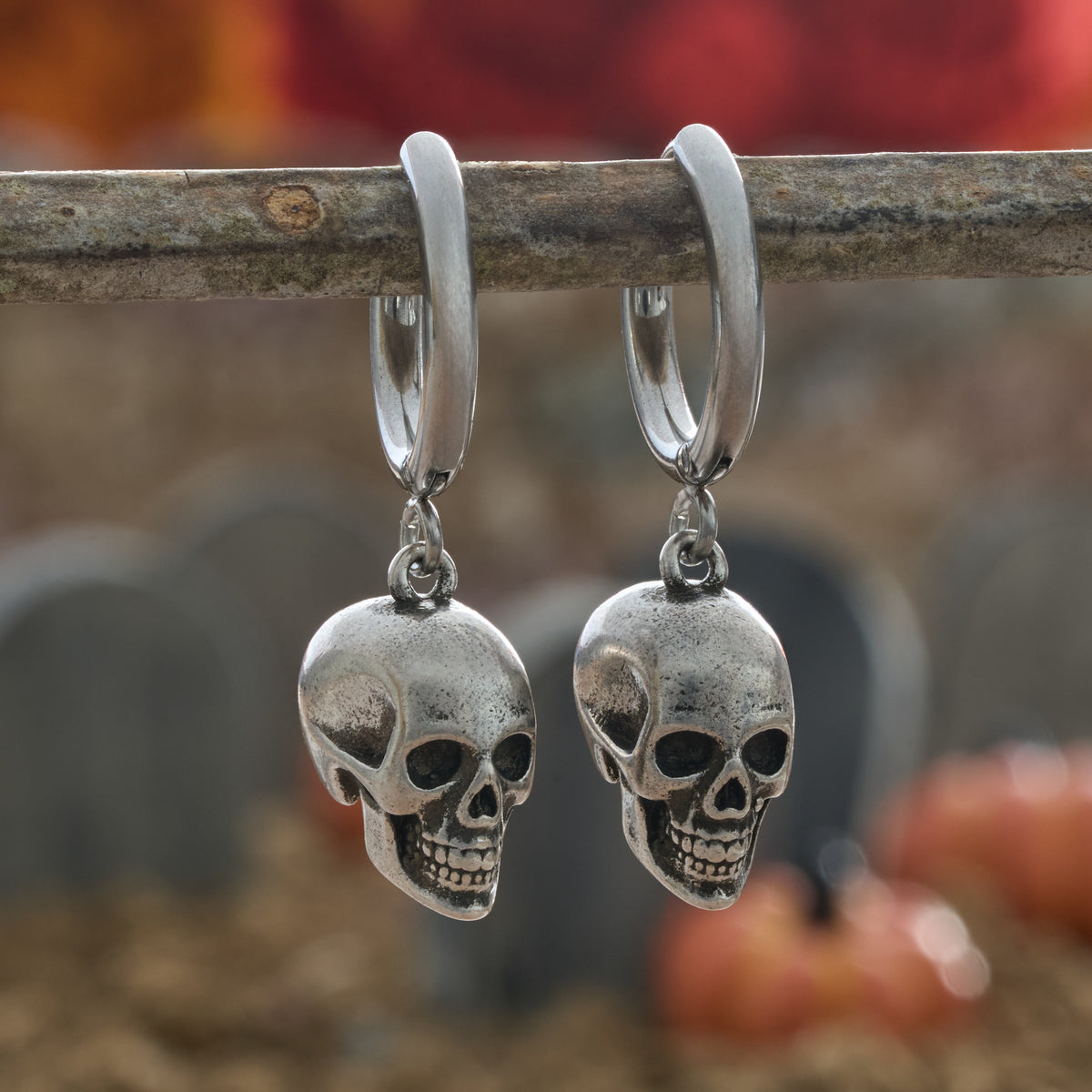 Vintage Skull Hoop Earrings