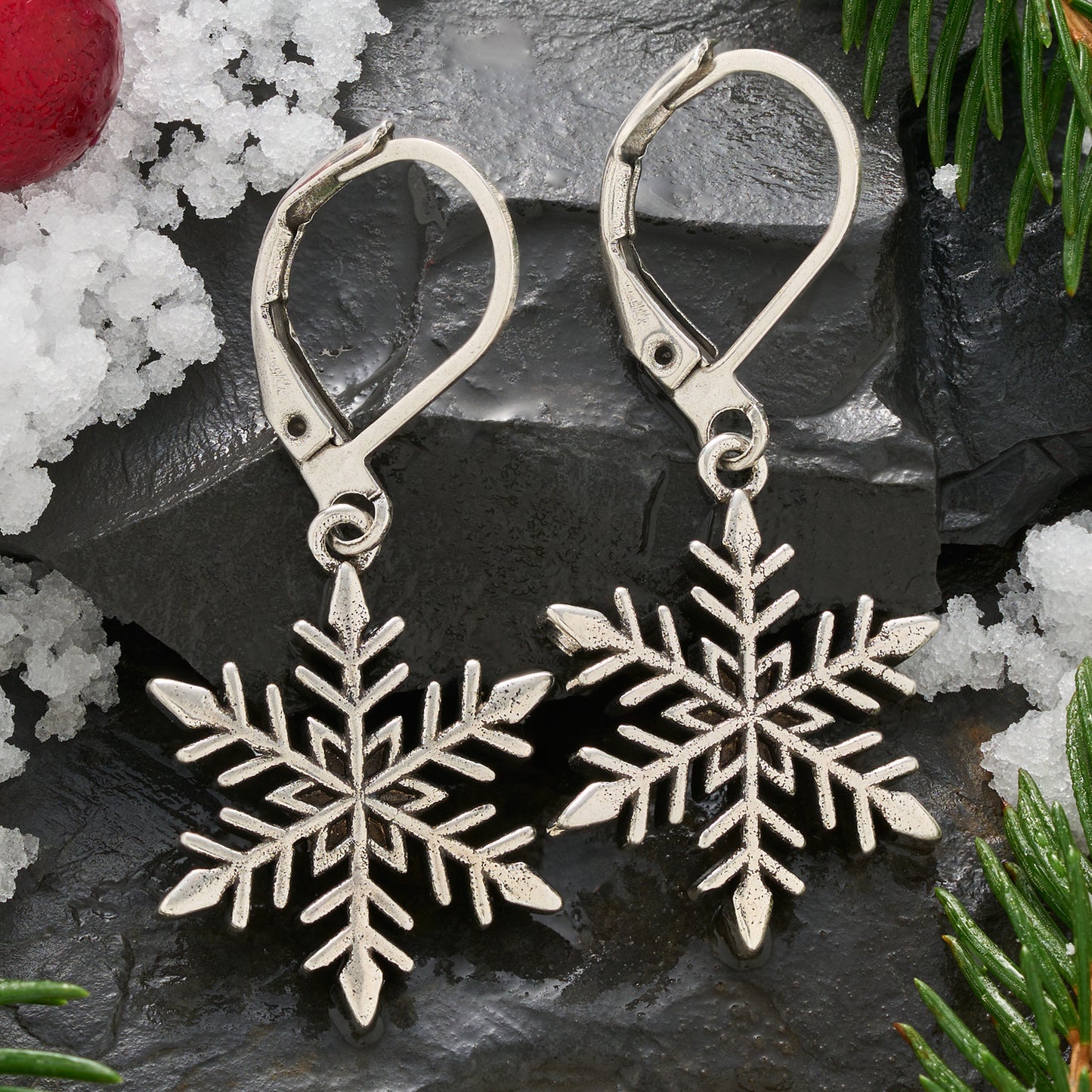 Leverback Delicate Snowflake Earrings