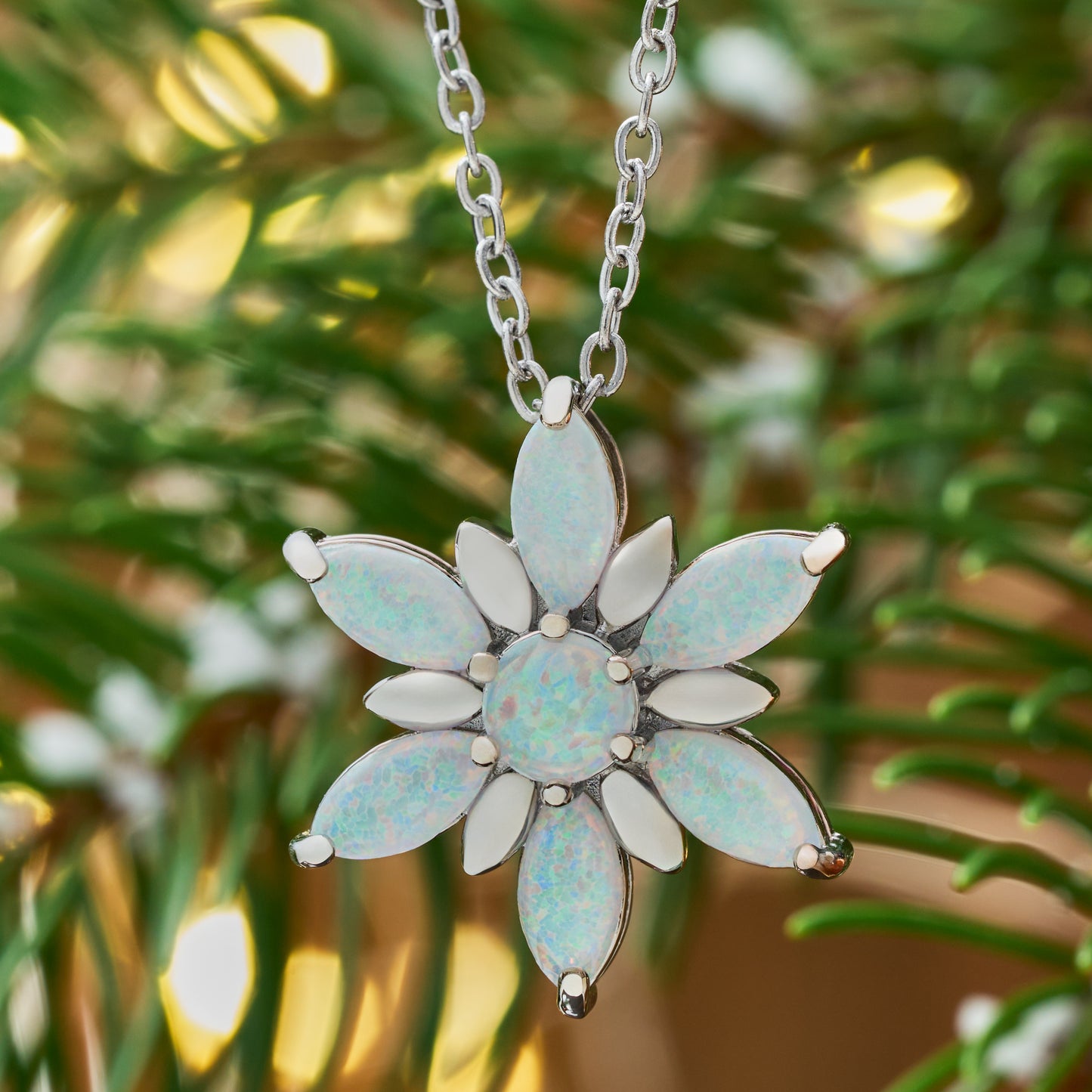 Dainty Opal Snowflake Necklace (2025)