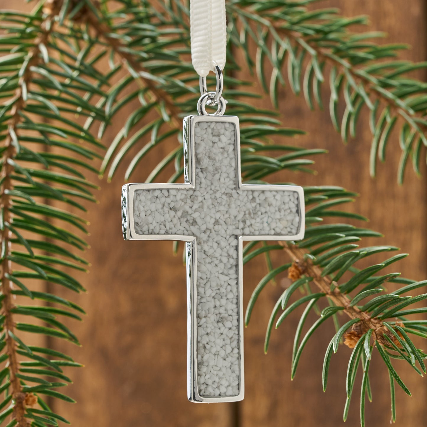 White Turquoise Cross Ornament