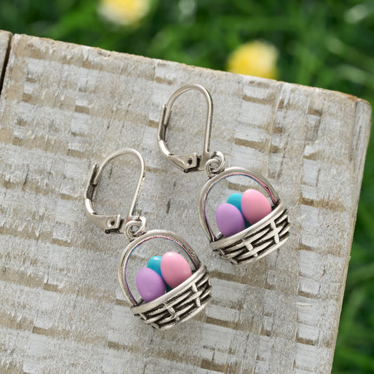 Leverback Easter Basket Earrings