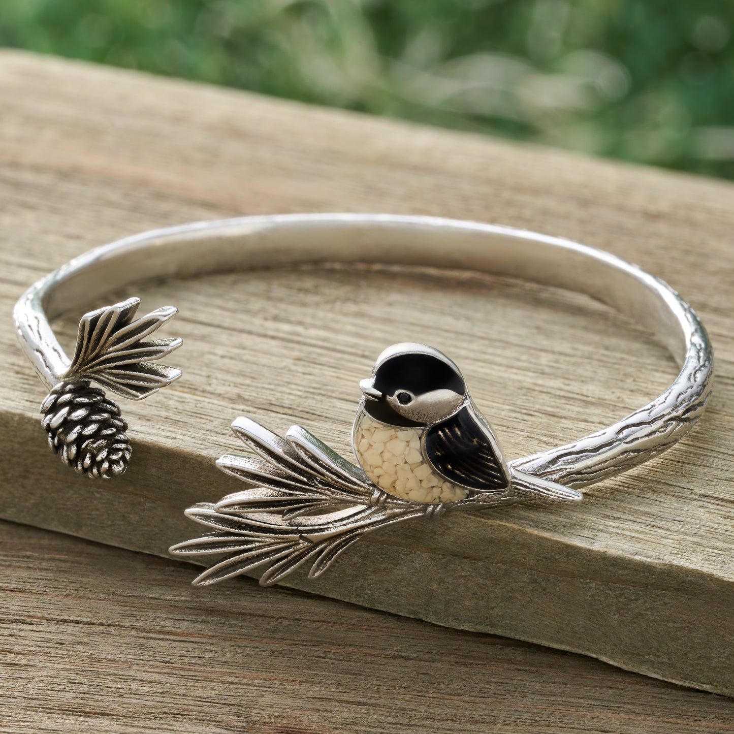 Pine Branch Chickadee Bracelet