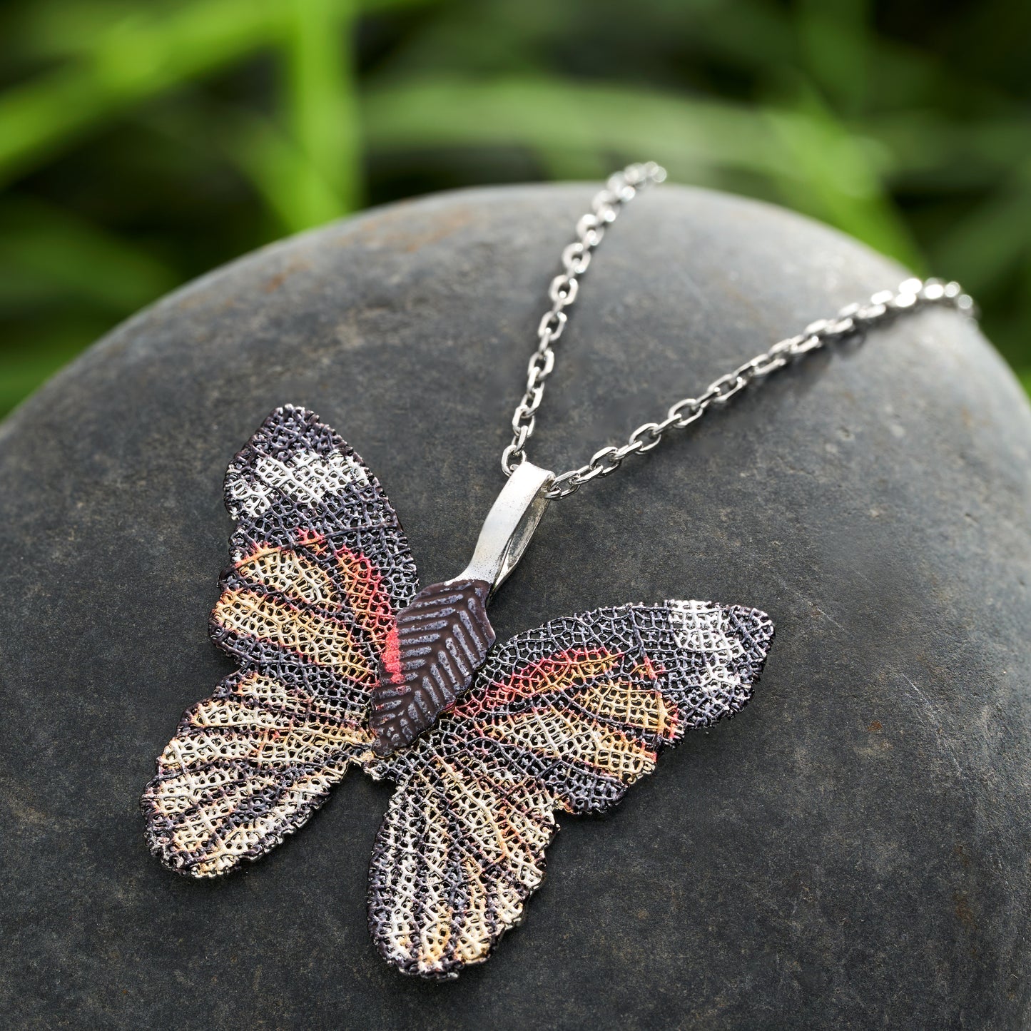 Leaf Vein Monarch Butterfly Necklace