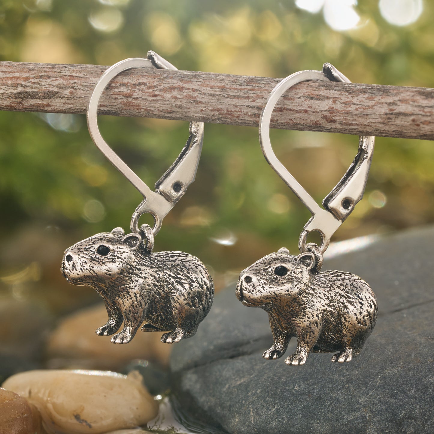 Vintage Capybara Leverback Earrings
