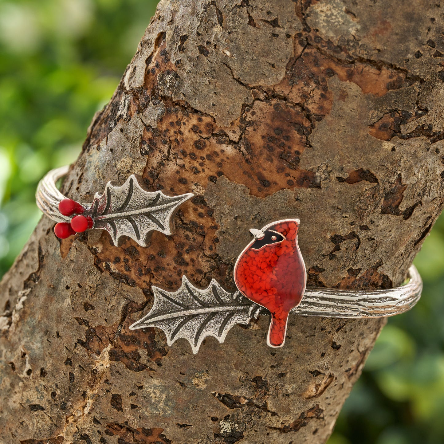 Holly Branch Cardinal Bracelet