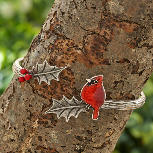 Holly Branch Cardinal Bracelet
