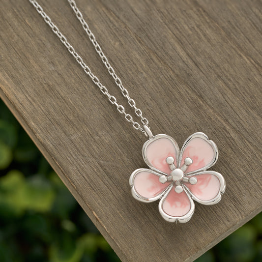 Enamel Cherry Blossom Necklace