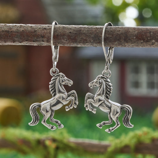 Vintage Horse Leverback Earrings