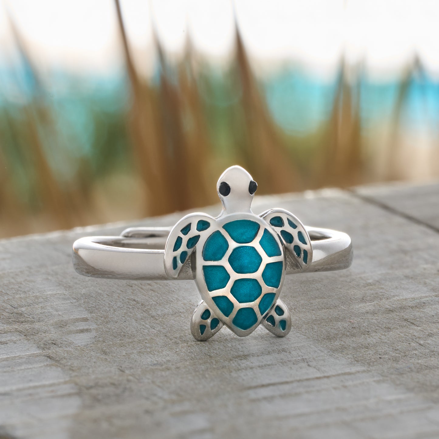 Ocean Blue Sea Turtle Ring
