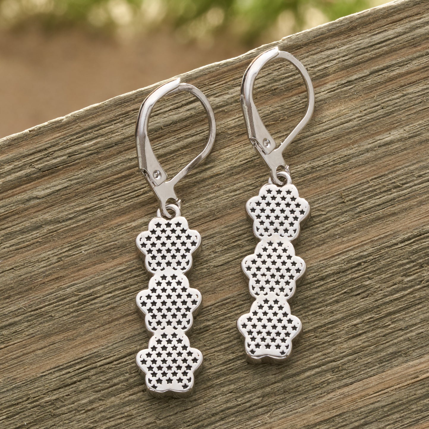 Red White Blue Triple Paw Leverback Earrings