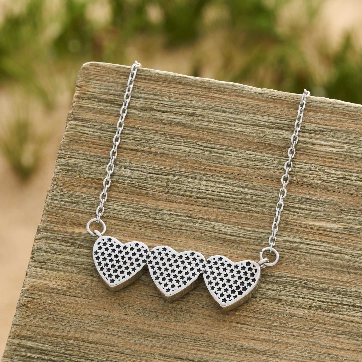 Red White Blue Triple Heart Necklace