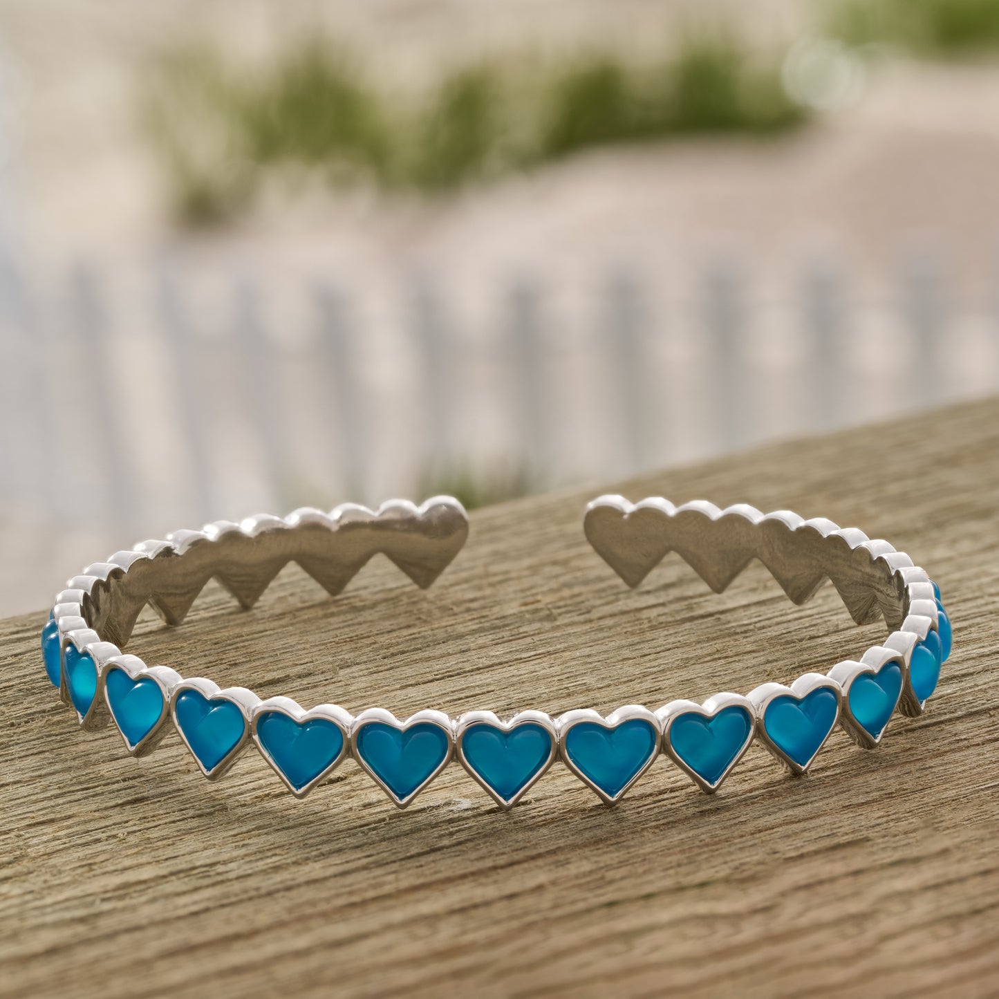 Ocean Blue Heart Cuff Bracelet