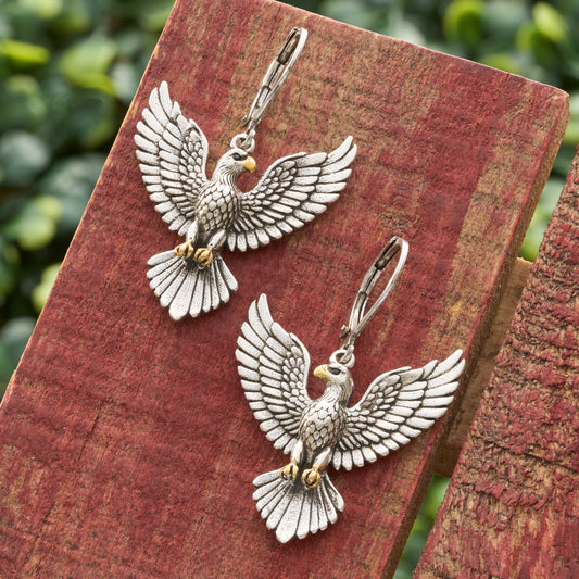 Soaring Bald Eagle Leverback Earrings