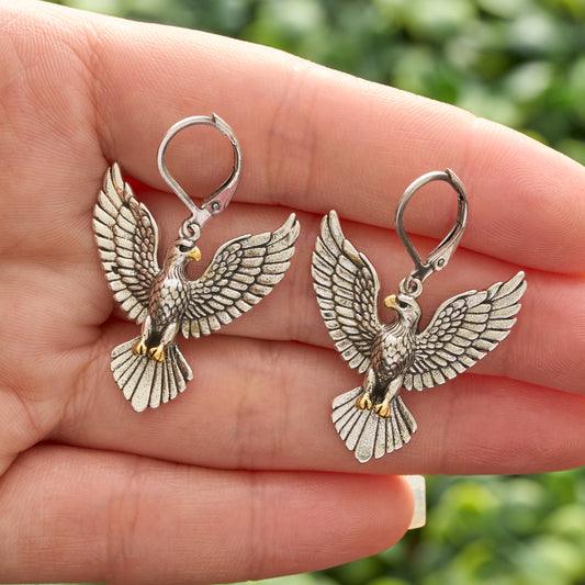 Soaring Bald Eagle Leverback Earrings