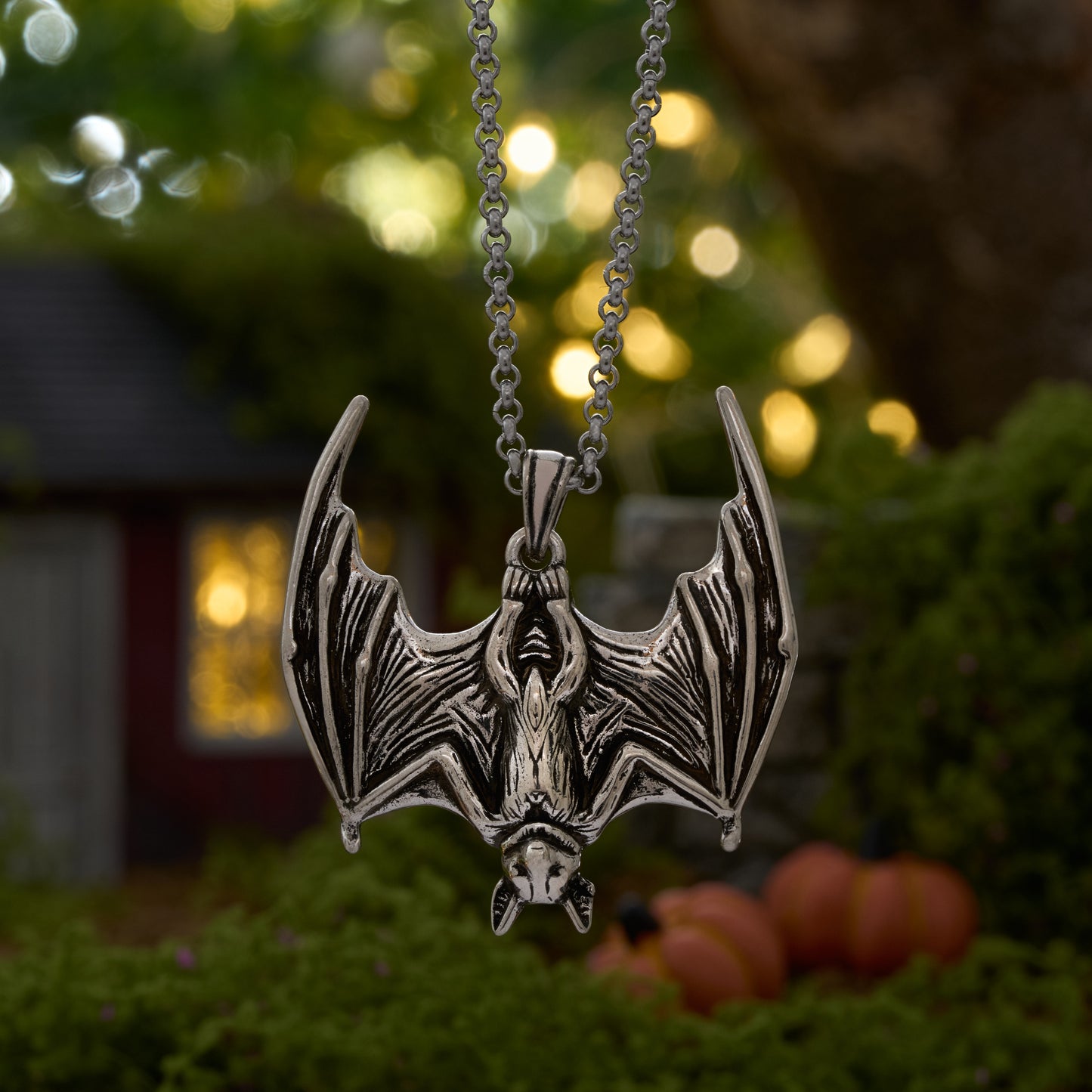 Vintage Open Wing Bat Necklace
