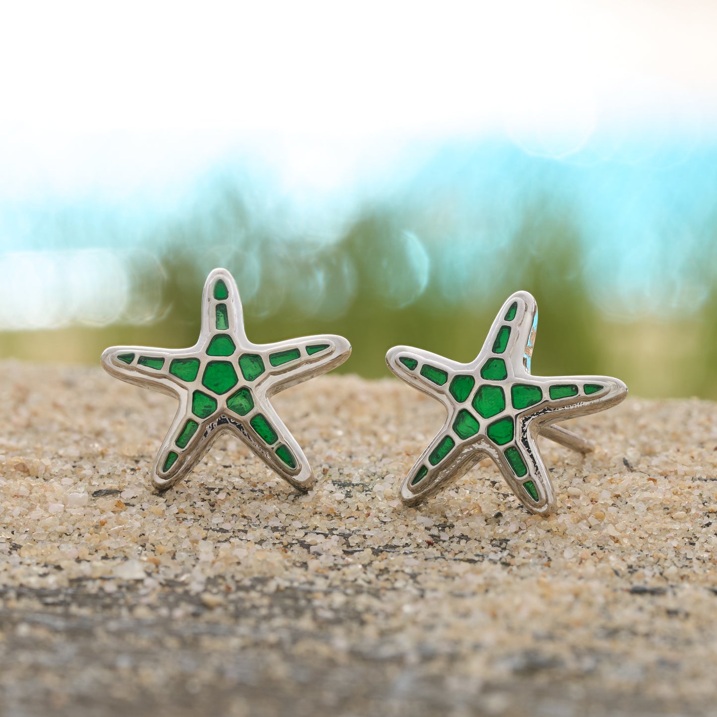Green Starfish Studs
