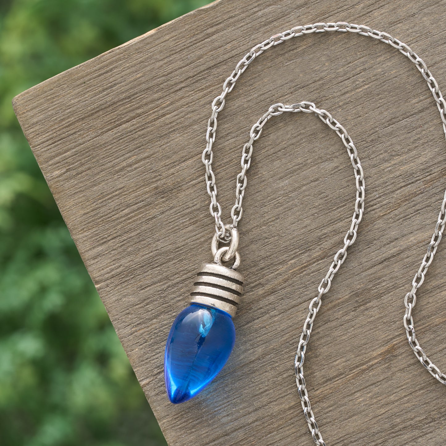 Blue Christmas Light Necklace