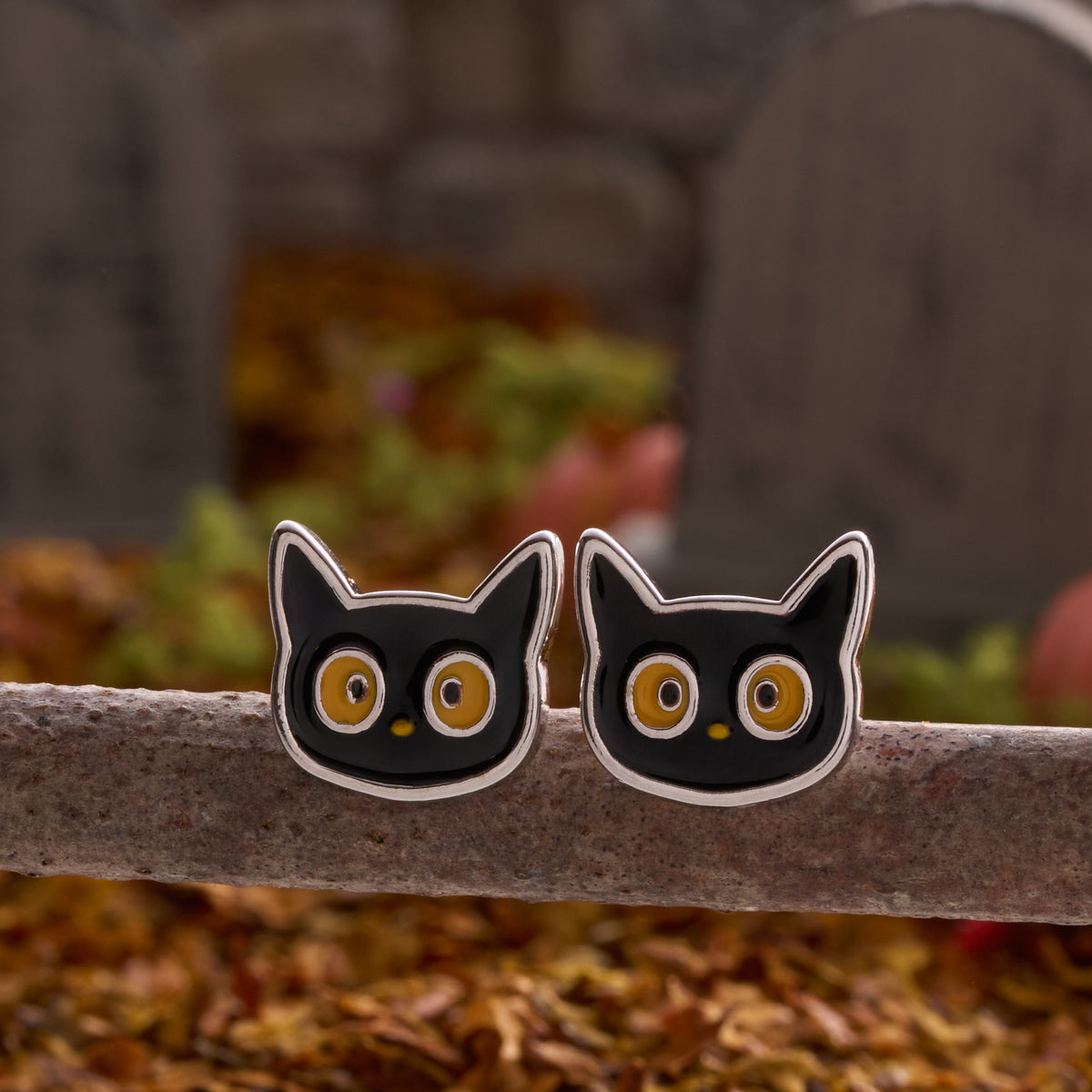Black Cat Stud Earrings