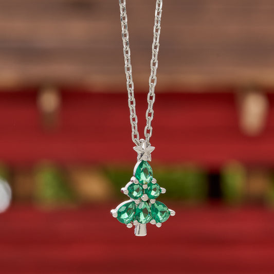 Dainty CZ Christmas Tree Necklace